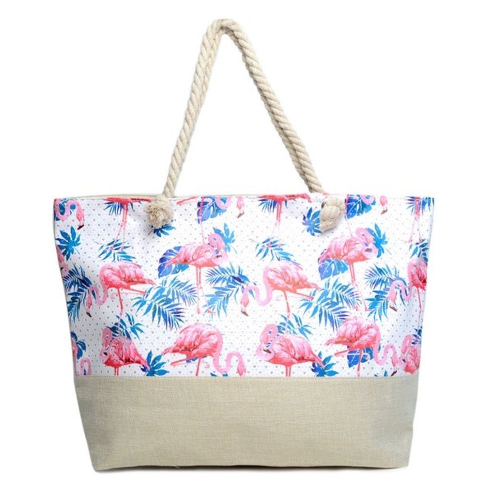 Flamingo and Palm Leaves Tote Bag - XXL - NWT